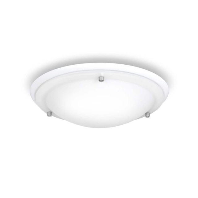 ValueLights Lennon Matte White Opal Glass IP44 Bathroom Ceiling Light and Bulb
