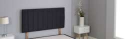 "Black Plush Velvet 9 Panel Headboard Black 3FT Single 26""inch Headboard"