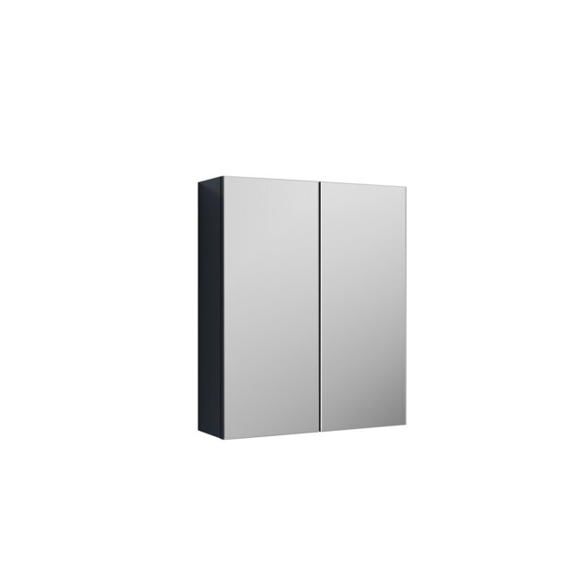 Balterley Contemporary Bathroom Wall Hung 2 Door Mirror Cabinet Grey Satin Soft Black