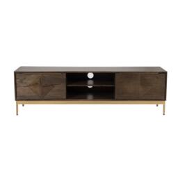 Zaine Carving TV Unit - Mango Wood - L40 x W160 x H46 cm - Dark Finish