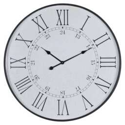 Large Embossed Station Clock - Wood - L8 x W80 x H80 cm - White