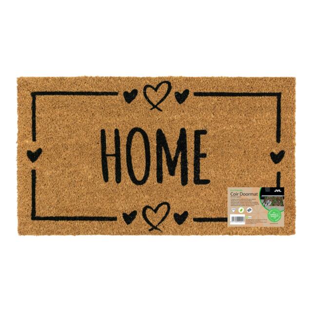 JVL Latex Backed Coir Entrance Doormat, 40x70cm - Home Hearts