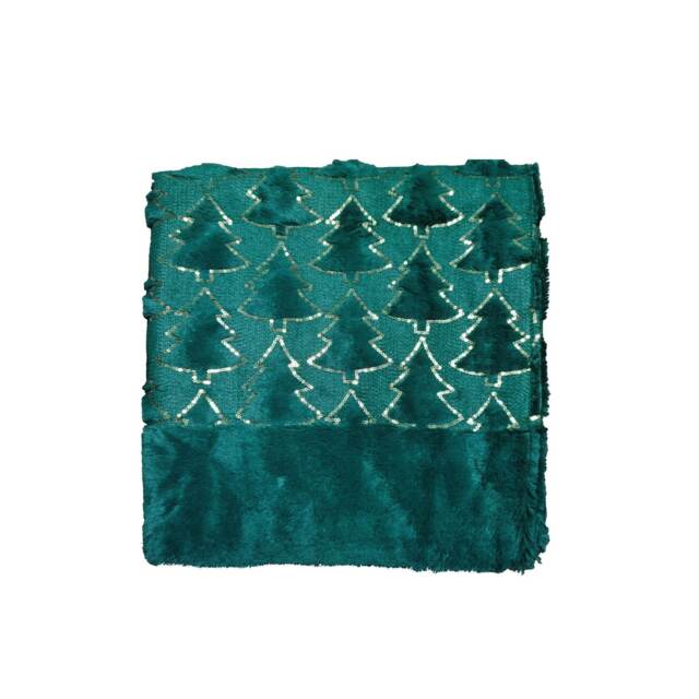 Christmas Tree Print Throw Blanket Cozy Festive Holiday Decor Gift Green