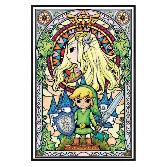 Gloss Black Framed The Legend Of Zelda Stained Glass Maxi Poster Multi