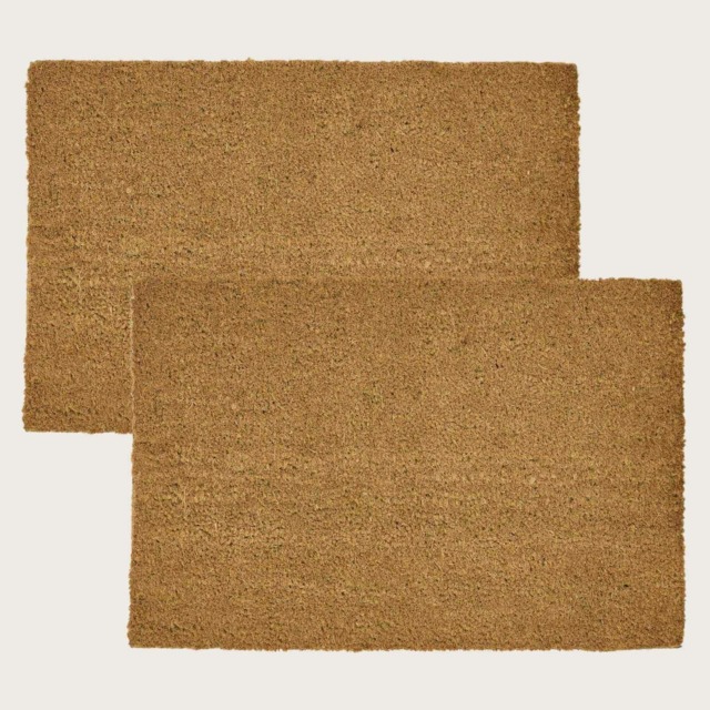 Homescapes Set of 2 Plain Coir Doormats - 60 x 40 cm