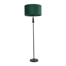 ValueLights Marissa Forest Green Velvet Shade with Black Stacked Ball Floor Lamp Green