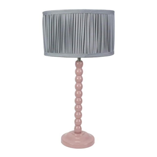 ValueLights Bobbins Rose Table Lamp Pleat Powder Blue Shade and Bulb