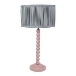 ValueLights Bobbins Rose Table Lamp Pleat Powder Blue Shade and Bulb