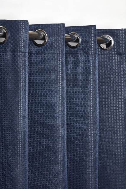 Metro Thermal Blackout Eyelet Curtains 168cm x 183cm Navy Blue Blue