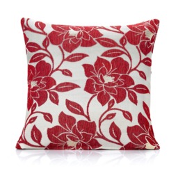 Peony Chenille 45cm x 45cm Red Cushion Set of 4 Red Cream 45cm x 45cm x 10cm 4