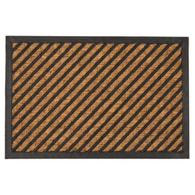 Nicola Spring Heavy Duty Door Mat - 60 x 40cm Diagonals Indoor Outdoor Doormats Durable Non-Slip PVC Backing Dirt Trapper