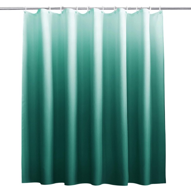 Green & White Gradient Polyester Shower Curtain with 12 Hooks - 180x200cm