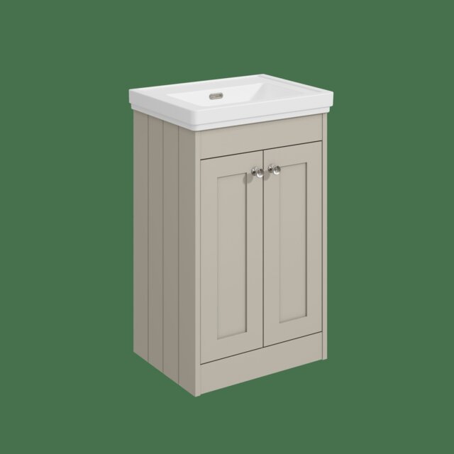 Balterley Floor Standing 2 Door Unit with Classic Basin No Tap Hole Grey 800 x 500 x 390mm