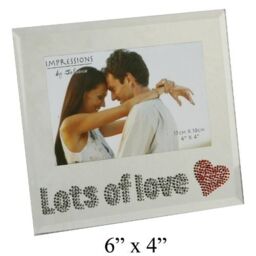 Impressions Glass Photo Frame 4 x 6 Crystals Lots Of Love