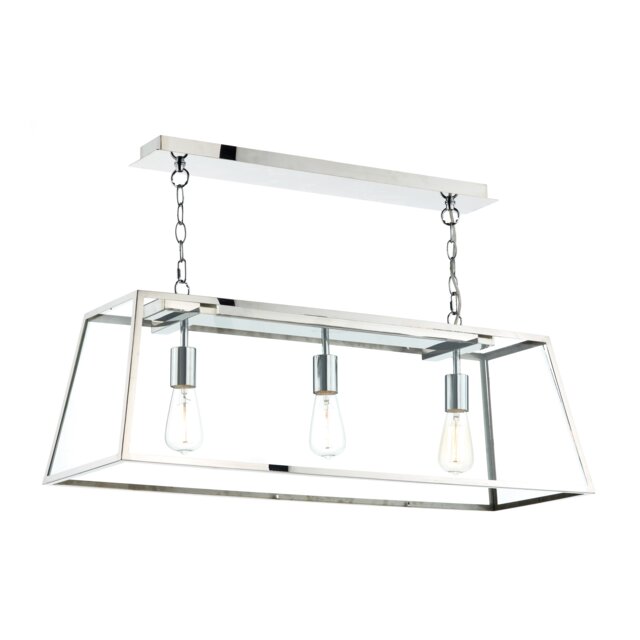 Academy 3 Light Bar Pendant Polished Stainless Steel and Glass