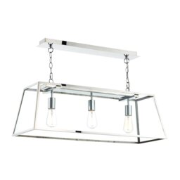 Academy 3 Light Bar Pendant Polished Stainless Steel and Glass