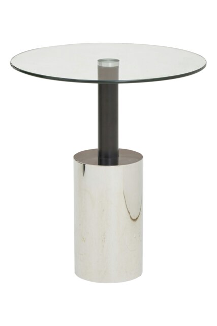 Oria End Table With Silver Base Silver