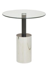 Oria End Table With Silver Base Silver