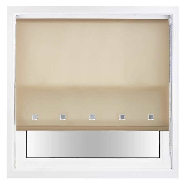FURNISHED Daylight Roller Blinds with Square Eyelets & Metal Fittings for Homes and Offices Brown Cappuccino (W) 240cm x (L) 165cm