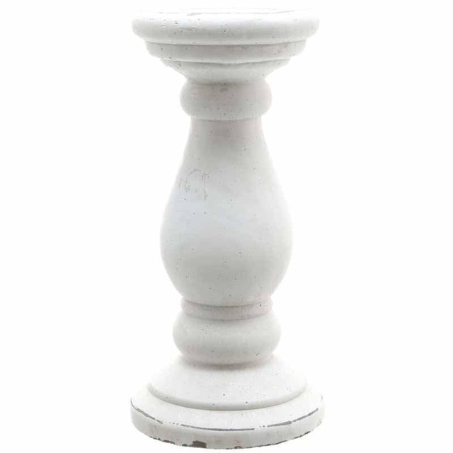 Small Candle Holder - Ceramic - L11 x W11 x H23 cm - Matt White White