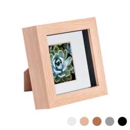"Nicola Spring 4 x 4"" Photo Frame - Light Wood/White Mount - 3D Photo Frame Picture Frame Box Portrait Display Case (12.5 x 12.5cm)"