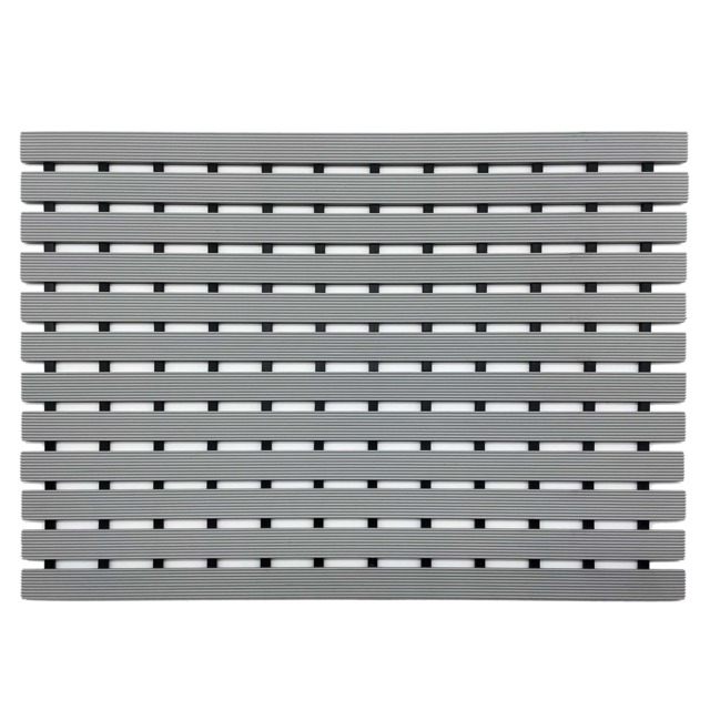 PVC Duckboard Non-Slip Shower Mat - 61cm x 43cm Grey Grey