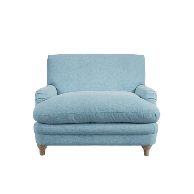 Plumpton Duck Egg Blue Weave Chair - Chenille - L111.5 x W106 x H84.5 cm - Oak
