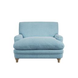 Plumpton Duck Egg Blue Weave Chair - Chenille - L111.5 x W106 x H84.5 cm - Oak