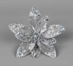 20cm Silver Poinsettia Poinsettia Flower - 6Pcs Christmas Tree Decorations