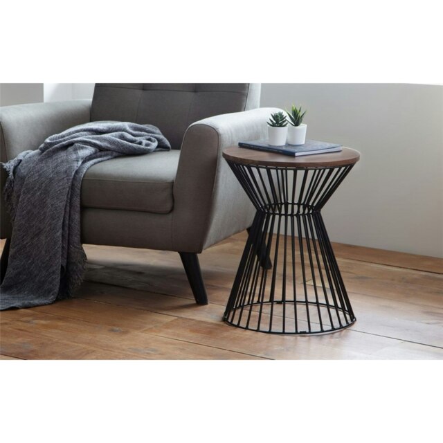 Classic Walnut Round Wire Lamp Table Brown Brown