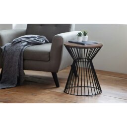 Classic Walnut Round Wire Lamp Table Brown Brown