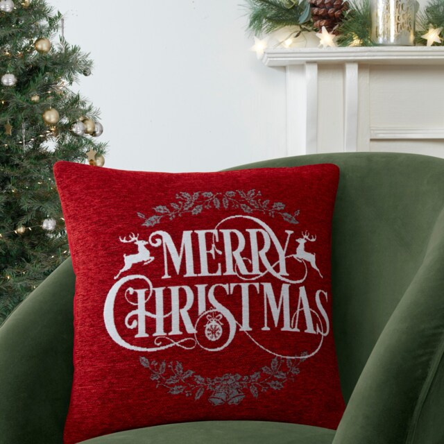 Portfolio Home Merry Reindeer Filled Cushion 43x43cm