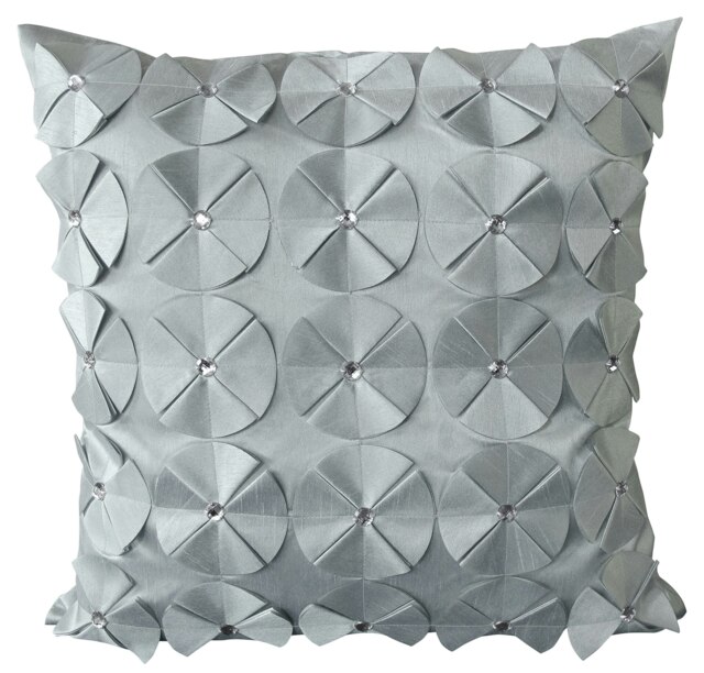 3D Petal Detail With Gem Stud Detail Cushion - 56cm x 56cm Grey Grey Silver