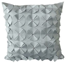 3D Petal Detail With Gem Stud Detail Cushion - 56cm x 56cm Grey Grey Silver
