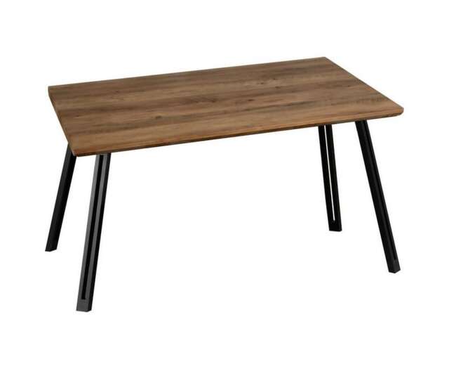Quebec Straight Edge Dining Table - L80 x W140 x H76 cm - Medium Oak Effect - Black