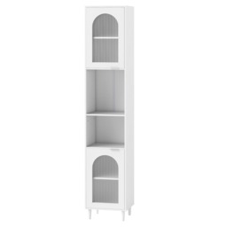 COSTWAY Tall Bathroom Storage Cabinet Narrow Home Organizer-White