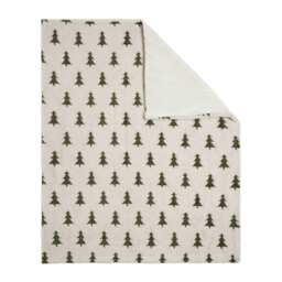 BHS Christmas Trees Faux Fur Throw, Cream