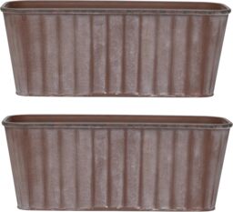Rust Effect Trough Planter for Garden Outdoor Patio (x2) Copper