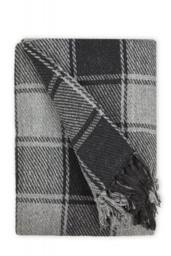 "Comfy Check Collection Recycled Cotton Throw in Charcoal (70"" x 100"")"
