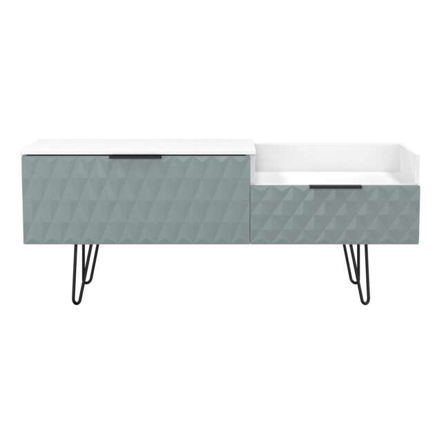 Islay 2 Drawer 2 Level Media Unit in Duck & White Matt (Ready Assembled) Blue Duck & White Matt