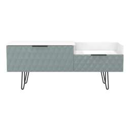 Islay 2 Drawer 2 Level Media Unit in Duck & White Matt (Ready Assembled) Blue Duck & White Matt