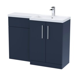 Balterley Right-Hand Bathroom Vanity and WC Unit Combination with Basin, with Handles Blue Indigo Blue