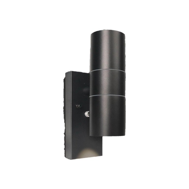 Outdoor Wall Lights Day/Night Sensor GU10 Base Double Up Down Black