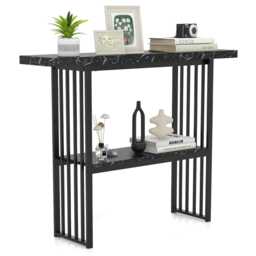 COSTWAY 2-tier Console Table Entryway Table Black
