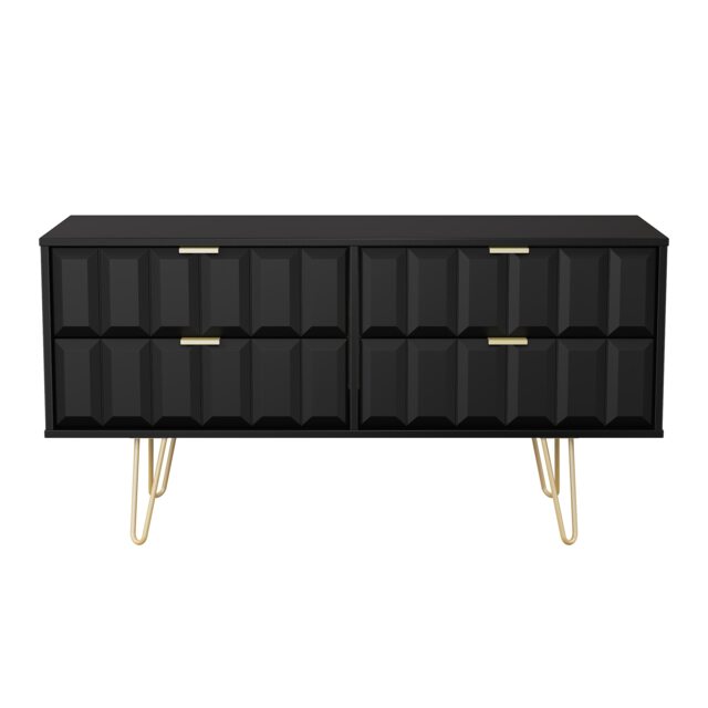 Metro 4 Drawer Bed Box in Deep Black & Black Matt (Ready Assembled) Black Deep Black & Black Matt