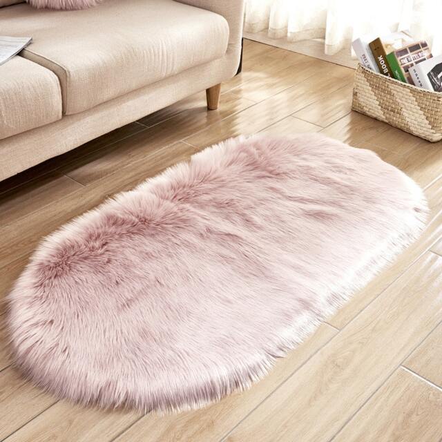 Living and Home Oval Soft Shaggy Area Rug, Pink, 180cm L x 100cm W