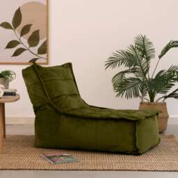 Dolce Lounger Bean Bag Olive Green Velvet Bean Bag Chair Green Olive Green 1