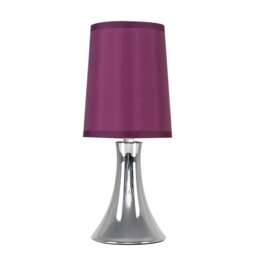 ValueLights Small Trumpet Touch Table Lamp Chrome Purple Shade & Bulb