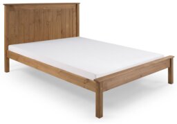 5ft King Size Waxed Pine,Wood,Wooden Low Foot End,Solid Panel Bed Frame.Shaker Style Clear Pine King