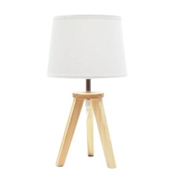 ValueLights Jackson Natural Wood Tripod Table Lamp Shade and Bulb